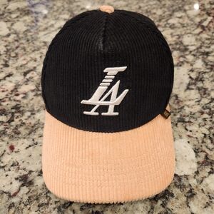 Exclusive Reference Black And Peach LA Lakers Corduroy Snapback Hat